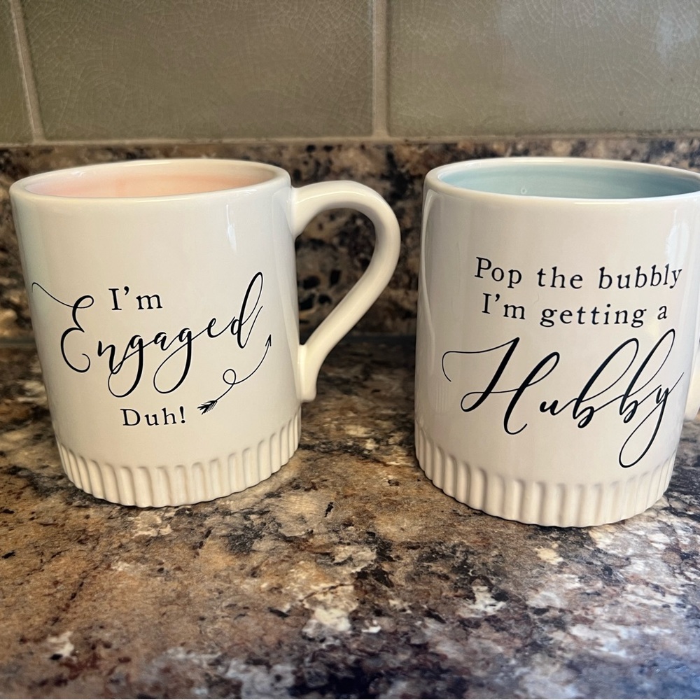 Mud Pie Engaged Coffee Mugs Set of 2